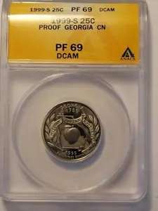 1999 S 25C PROOF STATE QUARTER GEORGIA ANACS PF 69 DCAM #K216 - Picture 1 of 4