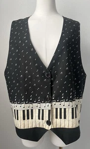 Vintage 80’s 90’s Mom Handmade Piano Music Note Vest Siz L/XL Unisex - Picture 1 of 5