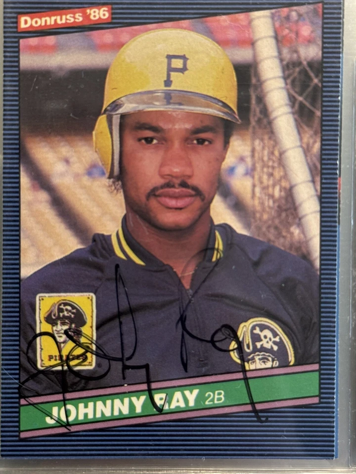 1986 Donruss Baseball Johnny Ray Signed AUTO Card #186 Pittsburgh Pirates MLB - Image 1 of 2
