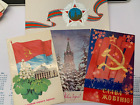 4 Postkarten Propaganda Lenin Rote Armee Flagge Krieg Orden Russland Udssr