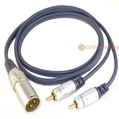 NAIM 3 PIN XLR PLUG TO 2 X RCA PHONO INTERCONNECT CABLE / POWER AMP LEAD - Image 1 of 2