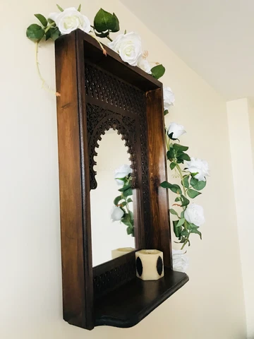 Luxurious Handcrafted window Moroccan Mirror Indian Moorish Bohemian Shelf Cover