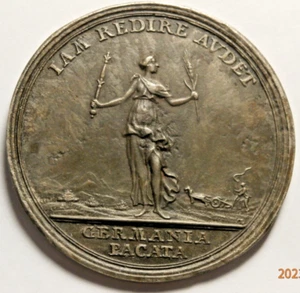 1763 FRENCH & INDIAN WAR TREATY ZINC MEDAL COLONIAL AMERICA  S-877 - Picture 1 of 3