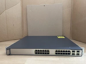 Cisco WS-C3750G-24PS-S Cisco 3750G-24PS-S Gigabit Switch with IOS 15 & Brackets - Picture 1 of 13