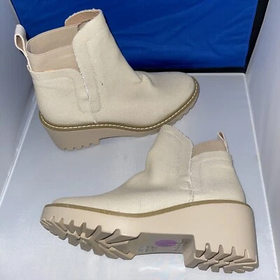 Botines de plataforma para mujer Nicole Miller Pocas de lona beige talla:8,5 Foto 1 de 4