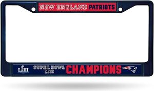 New England Patriots Super Bowl LIII Champions Blue Metal License Plate Frame...
