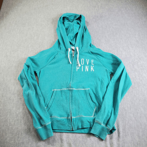 UNDERCOVER Felpa con cappuccio rosa Victoria Secret donna blu medio amore rosa cerniera intera