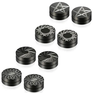 2-8pcs Black Stainless Steel Non Piercing Clip on Magnetic Stud Earrings Unisex - Picture 1 of 17