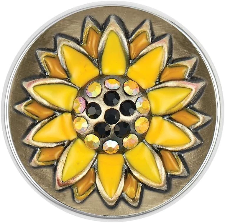Broches de presión de jengibre girasol, 20 milímetros, amarillo, chapado en rodio, mujer Foto 1 de 1