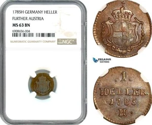 AK193, Germany (Further Austria) Joseph II, 1 Heller 1785 H, NGC MS63BN, Top Pop - Picture 1 of 1