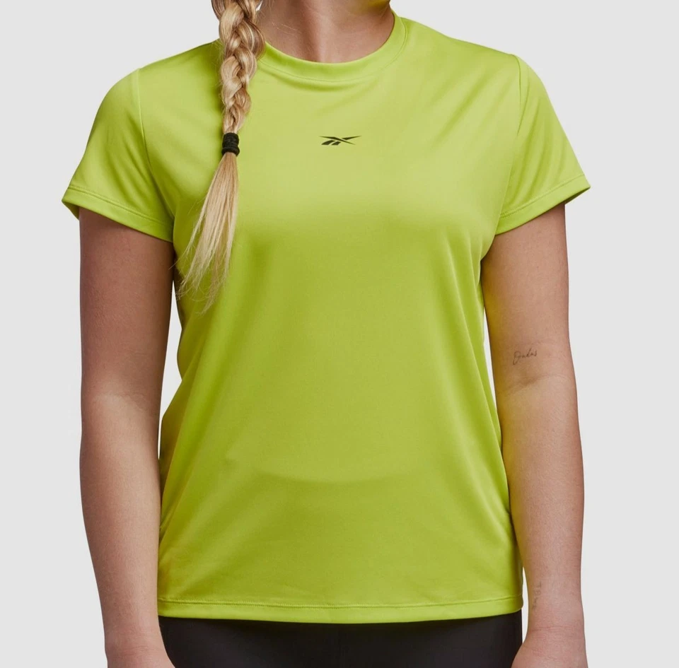 Reebok Women's Active Identity Performance Logo Tech T-Shirt Acid yellow Small