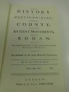 The History Of Hertfordshire Nathaniel Salmon 1728 Antique Book 1st Edition - Bild 1 von 10