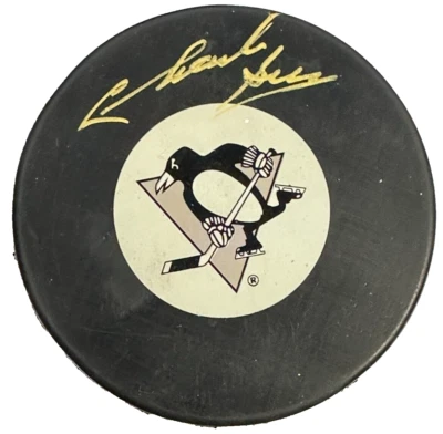 Charlie Burns Autographed Pittsburgh Penguins Hockey Puck BAS - Image 1 of 3