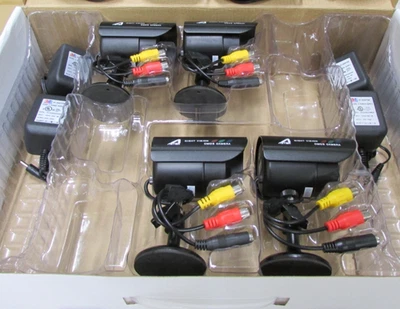 4/pics Wired  Surveillance IR Cameras + 4x Power Supply NEW - Image 1 of 4