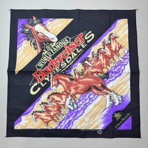 USED - Vintage Budweiser Bandana Cowboy 21 in X 21 in Anheuser Busch Clydesdales - Picture 1 of 10