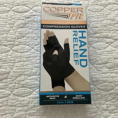 Luva de compressão para artrite manual ajuste cobre - Preta, S/M (CFRRGL-SM12) - Imagem 1 de 3