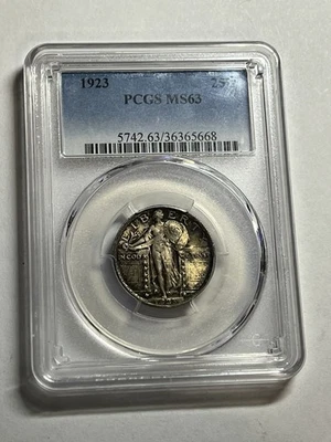Cuarto Standing Liberty 1923 graduación profesional MS63 Great Strike Foto 1 de 4