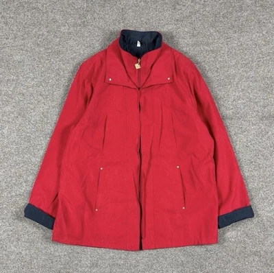 Chaqueta de micro gamuza roja vintage años 90 para mujer 46 XXL cremallera completa abrigo retro ligero Foto 1 de 4