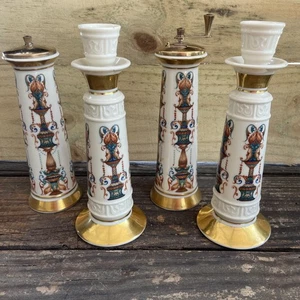 Vintage Lenox Salt Pepper Grinder Candlestick Set 24K Gold Hand Decorated USA - Picture 1 of 7