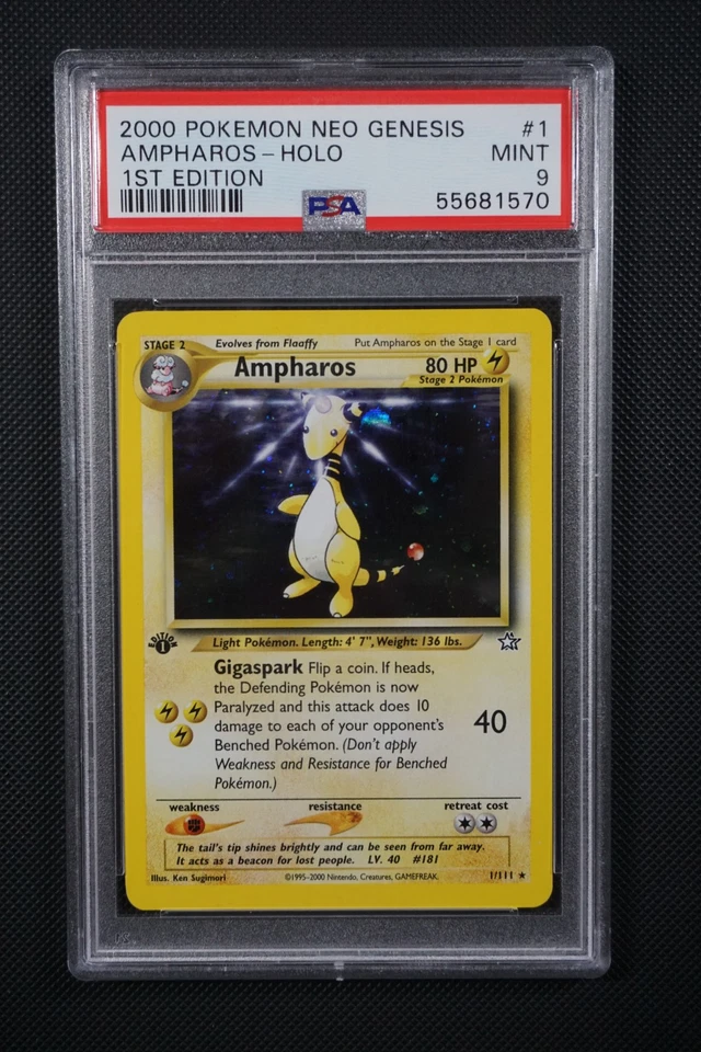 Pokemon 1st Edition Neo Genesis Ampharos Holo #1 - PSA 9 - Image 1 of 3