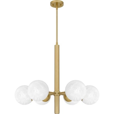 Lámpara de araña de seis luces de latón envejecido de la colección Solei Foto 1 de 4