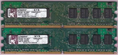 2GB 2x1GB PC2 5300 DDR2-667 KVR667D2N5/1G KINGSTON SAMSUNG RAM MEMORY KIT 240Pin - Image 1 of 3