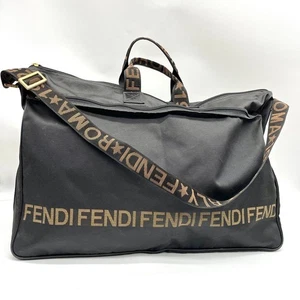 Fendi 2way Boston Bag Nylon Black Hand Shoulder Tote Travel Japan - Picture 1 of 24