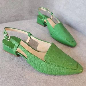 Alex Marie Bombas 9.5 Kelly Cuero Verde Eslinga Bloque Tacón Bajo Retro Nuevo $110 - Imagen 1 de 16