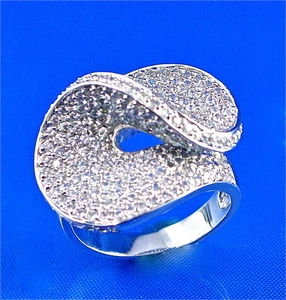 JUEGO PAVÉ PLATA ESTERLINA ANILLO TRENZADO CIRCONITA BLANCA, TALLA-8 - Imagen 1 de 4