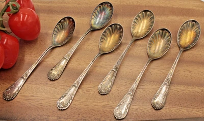 SET OF 6 Dominick Haff Louis XIV (1888) Sterling Silver 4⅜" Egg Spoons, Mono MLB - Image 1 of 4