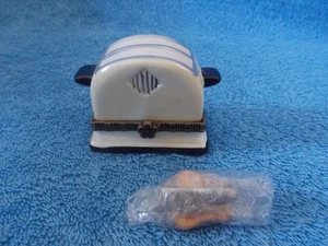 Vintage Midwest Porzellan Schmuck aufklappbare Box Toaster mit Mini Toast & Messer - Bild 1 von 8