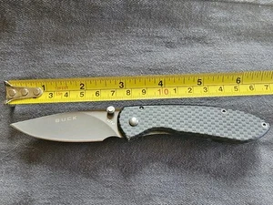 Buck 327 Nobleman Carbon fiber scales Pocket Knife - Great Condition - 155 - Picture 1 of 9