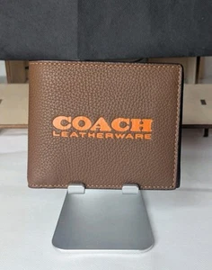 Coach Slim Billfold Wallet with Branding - Dark Saddle/Canyon - Picture 1 of 5