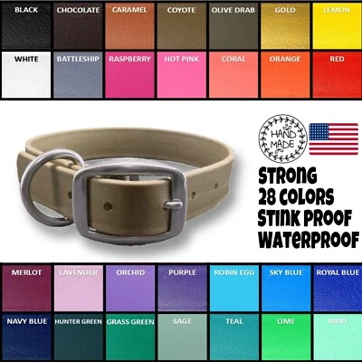 COLORFUL Choices WATERPROOF BioThane EASY CLEAN Strong DOG COLLAR Hand Made USA - Image 1 of 4