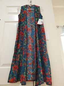 GORGEOUS NWT $60 Lularoe Joy Holiday Duster Vest Layer Red Green Poinsettia S/M - Picture 1 of 8