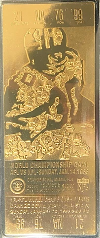 22KT GOLD SUPER BOWL 2 TICKET Willabee Ward GREEN BAY PACKERS vs OAKLAND RAIDERS Cover