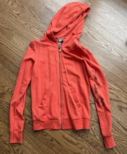 junger fabelhafter kaputter Hoodie mit Reißverschluss koralle/orange Größe M - Bild 1 von 3