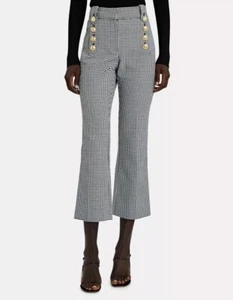 DEREK LAM 10 CROSBY Size 12 CORINNA HI-RISE FLARE HOUNDSTOOTH PANT BLACK - Picture 1 of 9