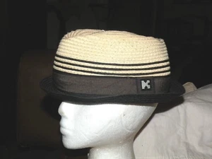 NEU Kenny K beige/schwarz Fedora Hut Größe Large KOSTENLOSER VERSAND - Bild 1 von 6