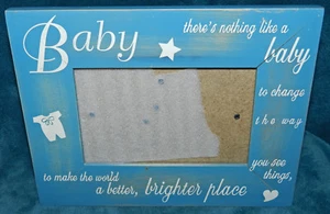 ADORABLE DISTRESSED WOOD BABY PICTURE PHOTO FRAME! BLUE - Picture 1 of 2