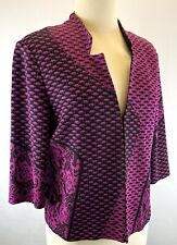 Ming Wang Size Petite Large Pink Black Acrylic Blend Jacket