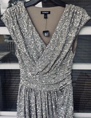 NWT Express Sequin Holiday Cocktail Wrap Style dress Size S - Image 1 of 4