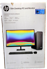 HP Slim Desktop PC & 27in FHD Monitor w/ Intel Core i3 S01-pF2043wb Black - New!