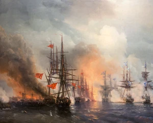 Battle of Sinop by Ivan Aivazovsky 8"x10" Art Print 8x10 - Imagen 1 de 3