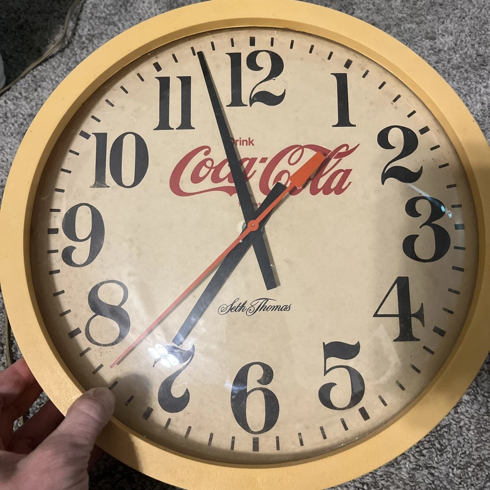 Reloj de Pared Eléctrico Coca-Cola Seth Thomas Años 50 Vintage Coca-Cola Original COMO ESTÁ Foto 1 de 4