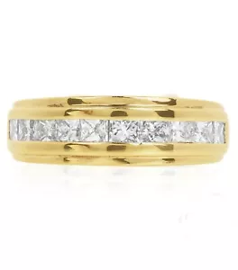 Vintage 1.00ct Diamond 14K Gold Princess Cut Wedding Band Ring 5.0 G - Picture 1 of 5