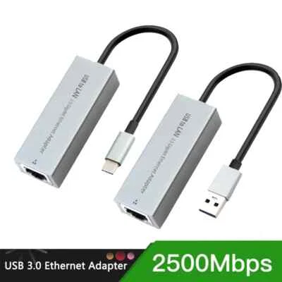 2500Mbps USB Ethernet Network Adapter for Macbook Pro Air USB C to RJ45 Ethernet - Image 1 of 4