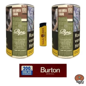 Pepe Rich Green Tabak/Volumentabak 2x 83g, 200 Burton Hülsen, Feuerzeug - Bild 1 von 5