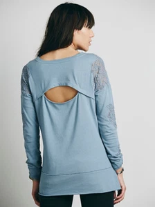 Nuevo Free People We the Free Exterior Sunset Top Pullover Encaje Inserto Abierto Espalda S - Imagen 1 de 3