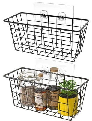Hanging Kitchen Baskets Wire Storage Basket Over the Cabinet Door Organizer, ... - Image 1 of 4